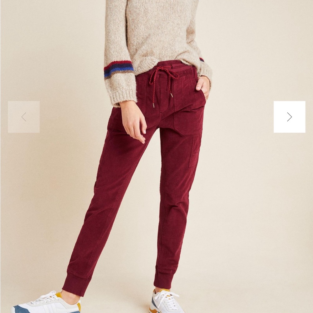 Anthropologie Wine Color Leigh Corduroy Streetwear cozy casual Jogger Pants S
